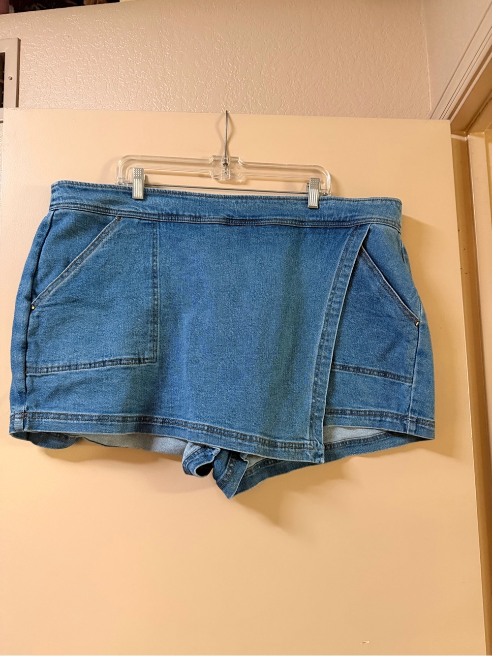 Forever 21 Blue Denim Wrap Skort Shorts